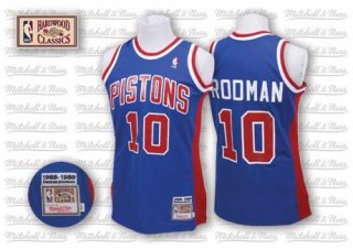 Detroit Pistons #10 Dennis Rodman Blue Swingman Throwback Jersey