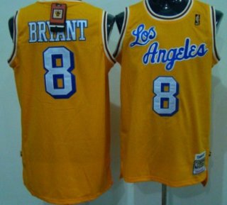 Los Angeles Lakers #8 Kobe Bryant Los Yellow Swingman Throwback Jersey