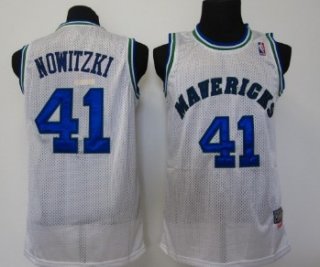 Dallas Mavericks #41 Dirk Nowitzki White Swingman Throwback Jersey