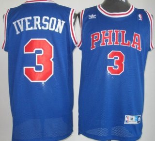 Philadelphia Sixers #3 Allen Iverson Blue With PHILA Swingman Throwback Jersey