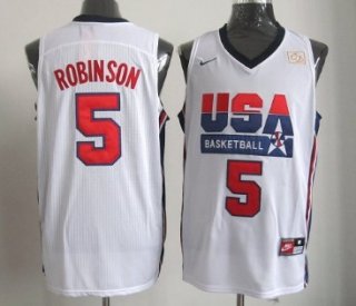 1992 Olympics Team USA #5 David Robinson White Swingman Jersey