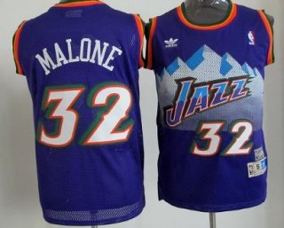 Utah Jazz #32 Karl Malone Mountain Purple Swingman Throwback Jersey