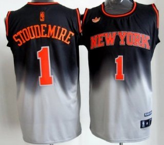 New York Knicks #1 Amare Stoudemire Black/Gray Fadeaway Fashion Jersey