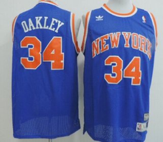 New York Knicks #34 Charles Oakley Blue Swingman Throwback Jersey