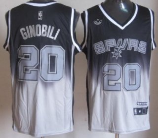 San Antonio Spurs #20 Manu Ginobili Black/Gray Fadeaway Fashion Jersey