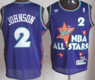 NBA 1995 All-Star #2 Larry Johnson Purple Swingman Throwback Jersey