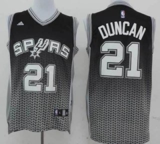 San Antonio Spurs #21 Tim Duncan Black/White Resonate Fashion Jersey