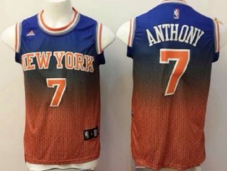 New York Knicks #7 Carmelo Anthony Blue/Orange Resonate Fashion Jersey