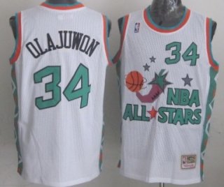 NBA 1996 All-Star #34 Hakeem Olajuwon White Swingman Throwback Jersey