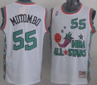 NBA 1996 All-Star #55 Dikembe Mutombo White Swingman Throwback Jersey