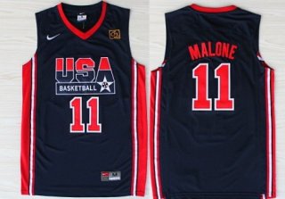 1992 Olympics Team USA #11 Karl Malone Navy Blue Swingman Jersey