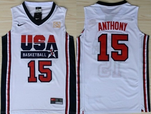 1992 Olympics Team USA #15 Carmelo Anthony White Swingman Jersey