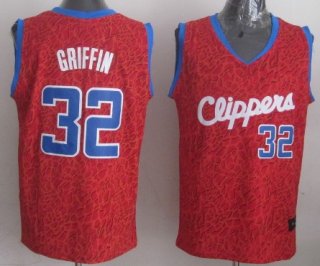 Los Angeles Clippers #32 Blake Griffin Red Leopard Print Fashion Jersey