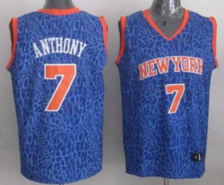 New York Knicks #7 Carmelo Anthony Blue Leopard Print Fashion Jersey