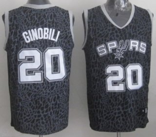 San Antonio Spurs #20 Manu Ginobili Black Leopard Print Fashion Jersey