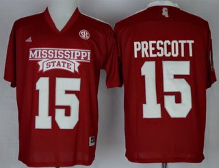 Mississippi State Bulldogs #15 Dak Prescott 2014 Red Jersey