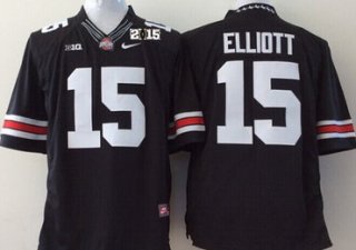 Ohio State Buckeyes #15 Ezekiel Elliott 2014 Black Limited 2015 BCS Patch Jersey