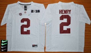 Men's Alabama Crimson Tide #2 Derrick Henry White 2016 Playoff Diamond Quest College Football Nike Limited Jersey