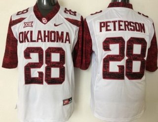 Men's Oklahoma Sooners #28 Adrian Peterson White 2016 College Football Nike Jersey