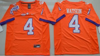 Men's Clemson Tigers #4 Deshaun Watson Orange Stitched NCAA Nike 2016 College Football Jersey