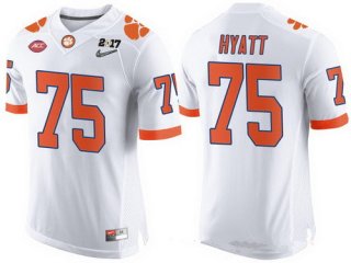 Men's Clemson Tigers #75 Mitch Hyatt White 2017 Championship Game Patch Stitched CFP Nike Limited Jersey