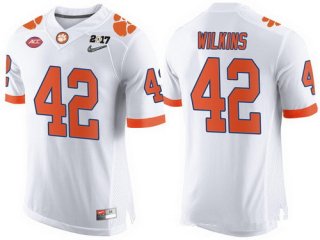 Men's Clemson Tigers #42 Christian Wilkins White 2017 Championship Game Patch Stitched CFP Nike Limited Jersey