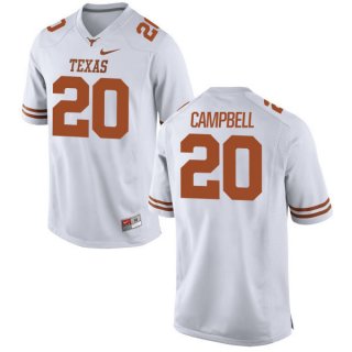 Men's Texas Longhorns 20 Earl Campbell White Nike College Jersey