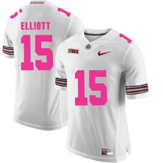 Ohio State Buckeyes 15 Ezekiel Elliott White 2018 Breast Cancer Awareness College Football Jersey