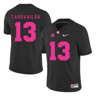 Alabama Crimson Tide 13 Tua Tagovailoa Black 2017 Breast Cancer Awareness College Football Jersey