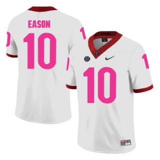 Georgia Bulldogs 10 Jacob Eason White Breast Cancer Awareness College Football Jersey