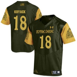 Notre Dame Fighting Irish 18 Ben Koyack Olive Green College Football Jersey