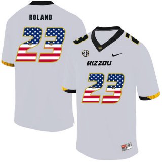 Missouri Tigers 23 Johnny Roland White USA Flag Nike College Football Jersey