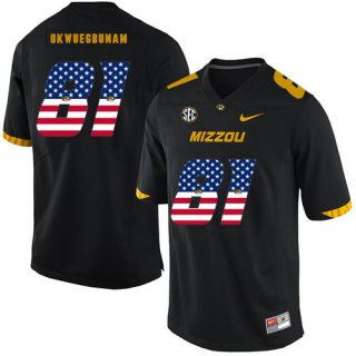 Missouri Tigers 81 Albert Okwuegbunam Black USA Flag Nike College Football Jersey