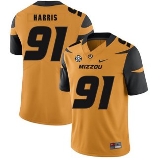 Missouri Tigers 91 Charles Harris Gold Nike College Football Jersey