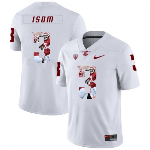 Washington State Cougars 3 Daniel Isom White Fashion College Football Jersey