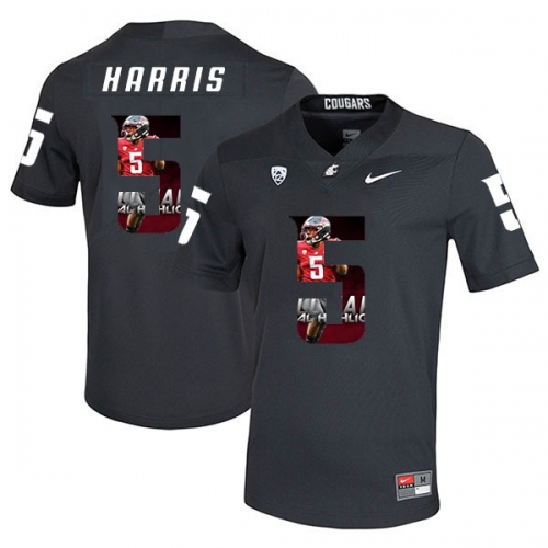 Washington State Cougars 5 Travell Harris Black Fashion College Football Jersey