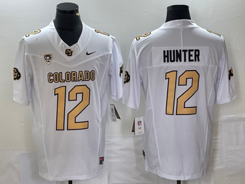 Men's Colorado Buffaloes #12 Travis Hunter White 2023 F.U.S.E. Stitched Football Jersey