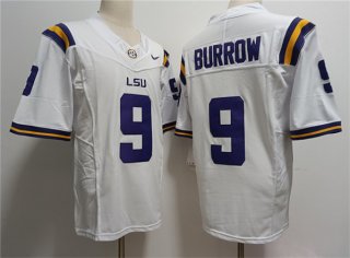 Men's LSU Tigers #9 Joe Burreaux White 2023 Stitched Football Jersey