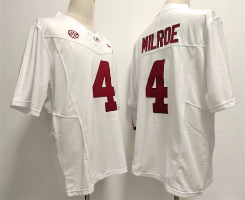 Men's Alabama Crimson Tide #4 Jalen Milroe White 2023 F.U.S.E. Stitched Football Jersey