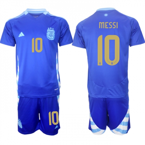 Men's Argentina #10 Lionel Messi Blue 2024-25 Away SoccerJersey Suit