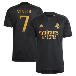 Men's Real Madrid #7 Vini Jr. Black 2023-24 Soccer Jersey