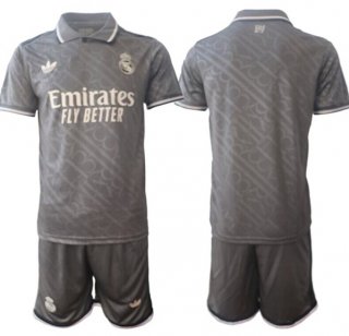 Men's Real Madrid Custom 24-25 Gray Third Soccer Jersey Suit