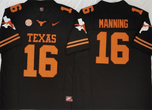 Men's Texas Longhorns #16 Peyton Manning Black F.U.S.E Stitched Jersey