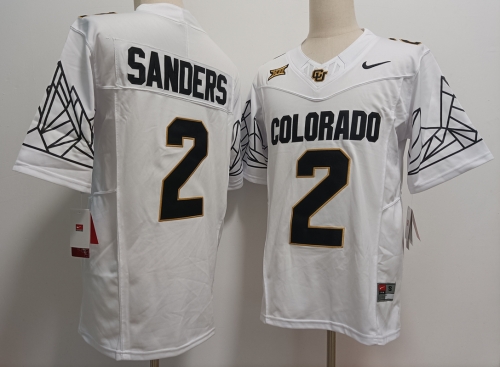 Men's Colorado Buffaloes #2 Shedeur Sanders White Black 2024 Limited FUSE College Football Jersey