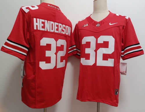 Men's Ohio State Buckeyes #32 TreVeyon Henderson Red FUSE College Football Jersey