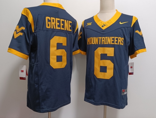 Men's West Virginia Mountaineers #6 Garrett Greene Navy FUSE College Stitched Jersey