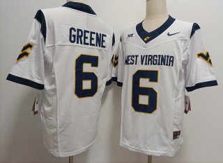 Men's West Virginia Mountaineers #6 Garrett Greene White FUSE College Stitched Jersey