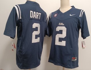 Men's Ole Miss Rebels #2 Jaxson Dart Navy Blue FUSE College Football Jersey