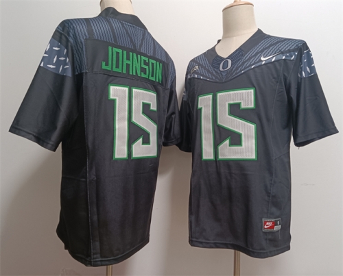 Men's Oregon Ducks #15 Tez Johnson Black 2024 F.U.S.E. Stitched Jersey