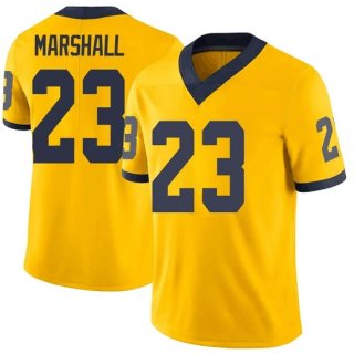 Men's Michigan Wolverines #23 Jordan Marshall Yellow Stitched Football Jersey